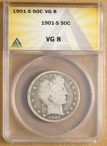 1901 S Barber Half Dollar ANACS VG8 Cover