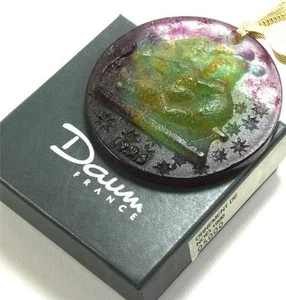 DAUM PATE DE VERRE GLASS CRYSTAL KIDS SLEDDING CHRISTMAS ORNAMENT DE NOEL 1996 - Picture 1 of 5