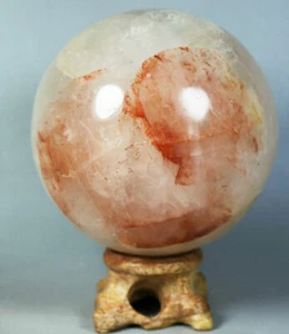 1.61lb Natural RED FIRE QUARTZ Hematoid Crystal Sphere Ball Stone Healing - Picture 1 of 12
