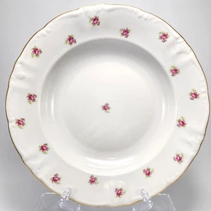 Cuenco de sopa Winterling con borde de punto rosa 9,5 pulgadas blanco rojo rosa floral borde dorado - Imagen 1 de 7