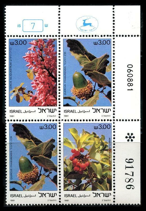 Israel: 1981 Trees of the Holy Land (798-800) Plate Block MNH - Image 1 of 1