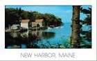 New Harbor Fish Houses Back Cove Scene Main Vtg Unposted Chrome Postcard