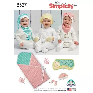SIMPLICITY 8537 ACCESSORIES FOR BABIES Simplicity Sewing Pattern Hats Blanket - Picture 1 of 6