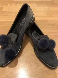 Lisa Kay London Suede Leather Shoes Flat Loafers Size 39 Made In Italy - Picture 1 of 11