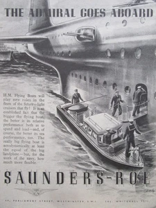 8/1945 PUB SAUNDERS-ROE H.M. FLYING BOAT ROYAL NAVY ADMIRAL AMIRAL ORIGINAL AD - Imagen 1 de 2