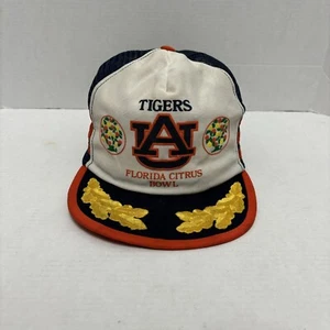 Vintage Auburn Tigers 3 Stripe Trucker Hat USA Made Citrus Bowl Rare 80s NCAA - Picture 1 of 8