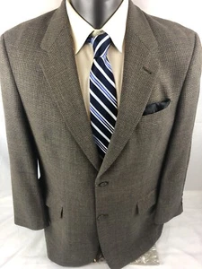 Hart Schaffer Marx Sport Coat Blazer Mens Size 42.R Comfort Nailhead Brown Wool - Picture 1 of 20