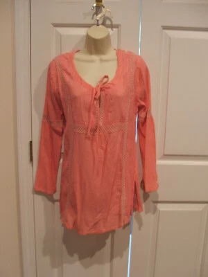 NOVA TÚNICA LIZ CLAIBORNE 100% ALGODÃO CORAL BELL MANGA TAMANHO P/M  - Imagem 1 de 2