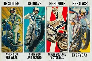 Vintage Evel Knievel Motivationsposter 17 x 12 Reproduktion - Bild 1 von 1