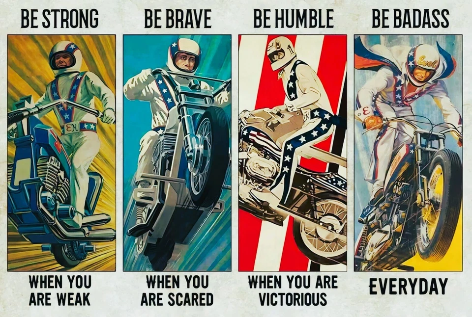 Vintage Evel Knievel Motivational Poster 17 X 12 Reproduction