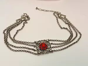 Vintage Necklace Coral Choker Layered Silver Tone Metal - Picture 1 of 15