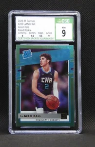 2020-21 Donruss Basketball Rated Rookie #202 LaMelo Ball Green Flood Holo CSG 9 - Picture 1 of 2