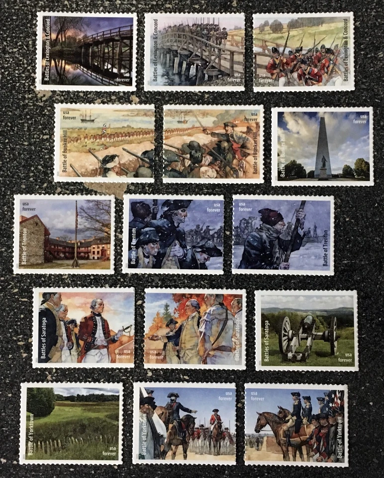 2025USA Forever Battlefields of the American Revolution Set of 15 Mint Singles - Image 1 of 1