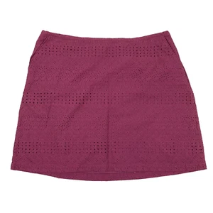NWT LL Bean Rose Violet Pink Eyelet Lace Skirt Lined Favorite Fit Petite Sz 18P - Picture 1 of 9