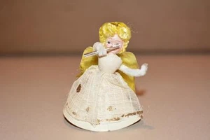 Antiguo De Colección Stand Up Navidad ÁNGEL Pueblo Papel Maché Tocando FLAUTA - Imagen 1 de 1