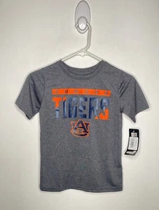 Auburn University Tigers Shirt Boys Sizes Short Sleeve Gray Active Wear - Picture 1 of 4