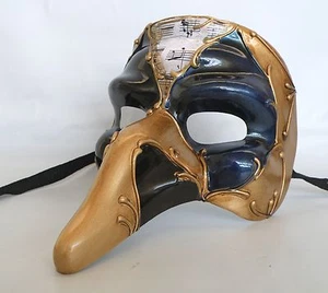 Venetian Party Masquerade Mask with Ribbon Tie Up - Big Gold Nose * NEW * - Picture 1 of 4