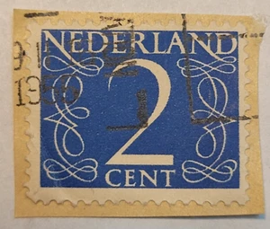 Netherlands Postage ~ 2¢ Blue Stamp ~ Posted/Used ~ c.1955 ~ 02 - Picture 1 of 6