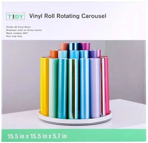 Rollo de vinilo giratorio carrusel almacenamiento 3 niveles sostiene 36 gira 360 antideslizante NUEVO - Imagen 1 de 5