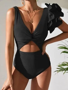 SPORLIKE Women One Piece Swimsuit Twist Front Flounce Bathing Suit Padded... - Picture 1 of 12