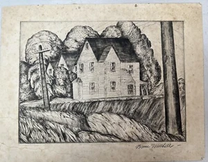 Bruce Handiside Mitchell(1908 - 1963), “The Brokemans House” Drypoint Etching - Picture 1 of 5