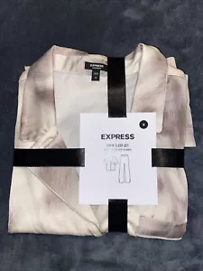Express Satin Sleep Pj Set Short Sleeve Shirt & Pants Size M - Picture 1 of 2