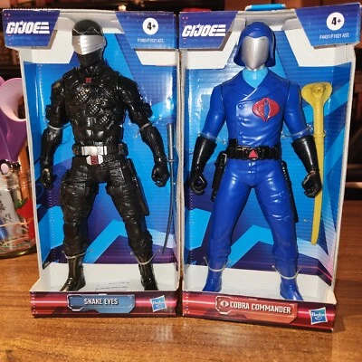 NEW GI JOE SNAKE EYES & Cobra Commander 9" Action Figures (Lot of 2) w/ Swords - Image 1 of 4