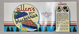 ADVERTISING Label Can Allen's Blueberries North Sedgwick Maine - Picture 1 of 1