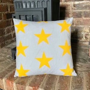 861. Handmade BIG YELLOW STARS 100% Cotton Cushion Cover.Various sizes - Picture 1 of 3