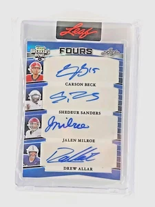 Shedeur Sanders auto #3/3! 2024 Leaf Drew Allar Jalen Milroe Carson Beck INVEST‼ - Picture 1 of 2