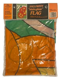 Halloween Pumpkin Flag 28” x 40" Stained Glass Style Lea Fleurs Brand - Picture 1 of 4