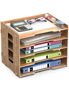 Lesfit Dokumentenablage Holz Büro Organizer Schreibtisch Ablage für Akten Papier - Bild 1 von 6