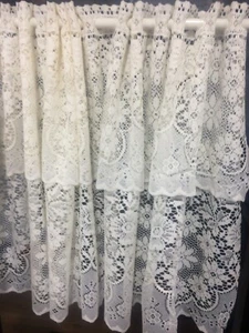 TELA DE CORTINA DE CAFÉ FLORAL TRANSPARENTE DE 2 NIVELES: POR FILIGRANA: MARFIL: #VSC007 - Imagen 1 de 11
