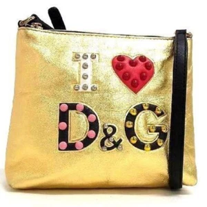 Borsa Dolce & Gabbana I Cuore D&G Pelle Mini Tracolla Pochette Donna Logo Oro - Foto 1 di 6