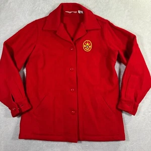 Vintage Boy Scouts BSA Official Jacket Boys Medium Red Wool Blend Button Front - Picture 1 of 9