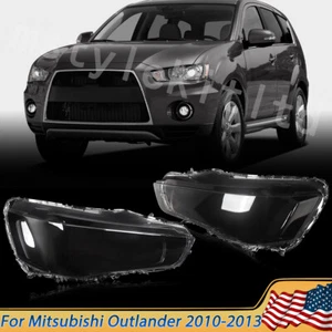 Front Headlight Lens Cover Cap For Mitsubishi Outlander 2010-2013 Left+Right - Foto 1 di 13