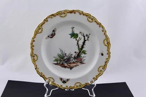ANTIQUE MEISSEN PORCELAIN PLATE WITH HAND-PAINTED BIRDS & INSECTS - MINT - Picture 1 of 6