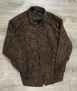 Camicia vintage Santana in velluto a coste manica lunga con bottoni paisley grande anni 90 grunge - Foto 1 di 13