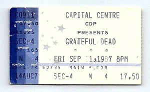 Grateful Dead Concert Ticket Stub September 11 1987 Washington DC - Picture 1 of 2