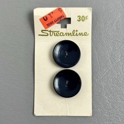 Streamline Buttons 7/8” Round Navy Blue Buttons 2 Count 2 Hole On Card - Image 1 of 4