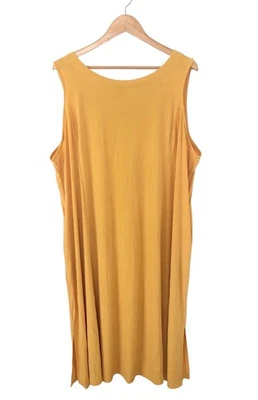 Vestido midi Susan Graver feminino malha líquida sem mangas todos os dias 3X plus amarelo - Imagem 1 de 4