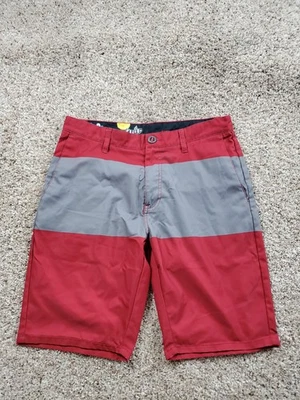 Volcom H20 Hybrid Shorts 30 Mens Red 2 Way Stretch Chino 10" Inseam Pockets - Image 1 of 4
