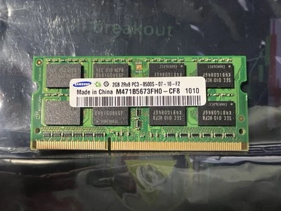SAMSUNG 2GB (1x2GB) 2RX8 PC3-8500S DDR3-1066MHZ RAM SODIMM - Image 1 of 2
