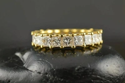 1.70 Ct Lab Created Princess Cut Diamond Wedding Band Ring 14K Gold Plated 925 - Image 1 of 4