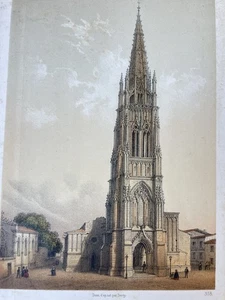 Gravure Ancienne Libourne Vue De L’église St Jean n 318 - Foto 1 di 6