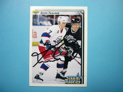 1992/93 UPPER DECK HOCKEY CARD #419 KEITH TKACHUK STAR ROOKIE KSA AUTO AUTOGRAPH - Image 1 of 3