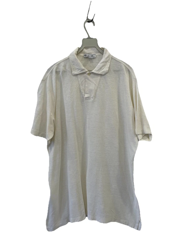 Camisa Polo H78# Loro Piana 100% Lino XL Crema Blanco Hecho en Italia Manga Corta Foto 1 de 4