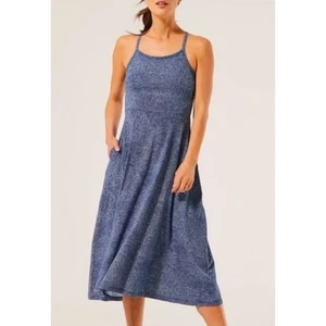  Vestido midi estampado Pact Fit and Flare en azul talla grande - Imagen 1 de 9