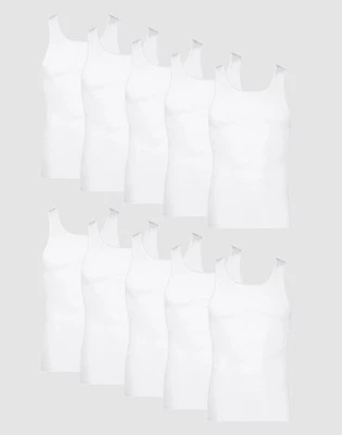 Hanes Tank Undershirt 10-Pack ComfortSoft Value Tag Itch Free Ribbed White S-3XL - Image 1 of 4
