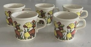 Taylor International - Ceamic Coffee Mug Lot (x5), Yellow & Brown Wild Mushrooms - Picture 1 of 7